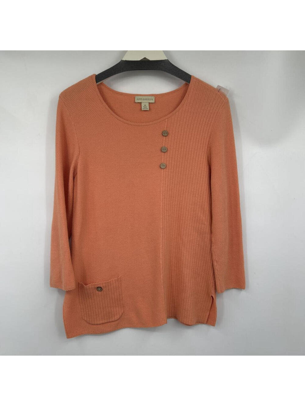 Women's Appleseed's Salmon Cotton Button Detail Sweater Medium